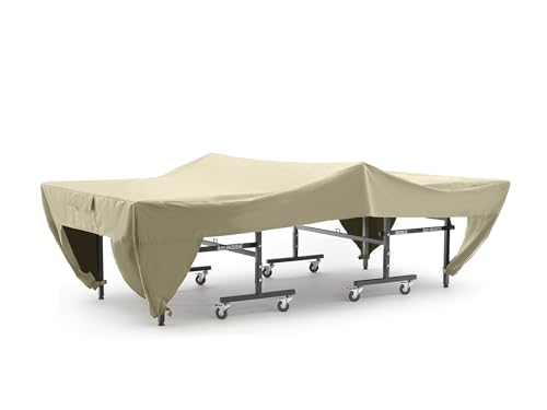 Covermates Elite Ping Pong Table Cover – Water-Resistant All-Weather Table Tennis Cover with Buckle Straps, & Storage Pockets, Heavy-Duty Polyester Indoor Outdoor Protector, 110W x 60D x 30H, Khaki - color: Elite Khaki Polyester, size: 110W x 60D x 30H