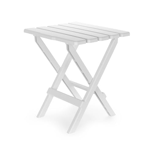 Camco Adirondack Style Folding Plastic Large Table with Footrest Design and Easy to Setup Construction for Indoor or Outdoor Use, White