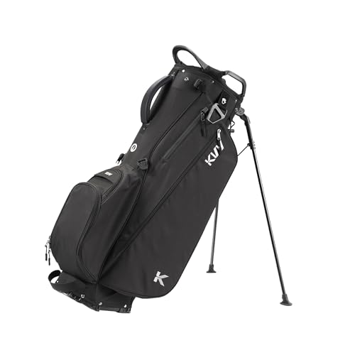 KVV Lightweight Golf Stand Bag with 7 Way Full-Length Dividers, 5 Zippered Pockets, Automatically Adjustable Dual Straps，Elegant Design - color: Black