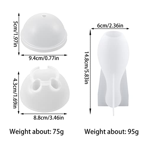 3D Sport Ball Resin Molds Silicone, Bowling Pin with Ball Mold Resin Kit, Hemisphere Mould DIY Casting Bowling Games Toys, Family Sport Tools, Candle Fondant Cake Decoration