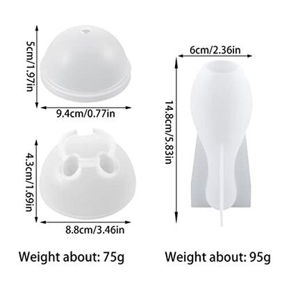 3D Sport Ball Resin Molds Silicone, Bowling Pin with Ball Mold Resin Kit, Hemisphere Mould DIY Casting Bowling Games Toys, Family Sport Tools, Candle Fondant Cake Decoration