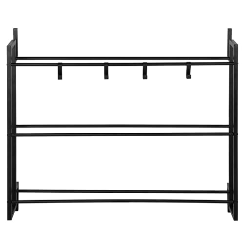 MyGift Ball Rack Wall Mounted, 3 Tier Gym Exercise Equipment Storage Organizer Shelf Display with 4 S-Hooks for Basketball Football Volleyball