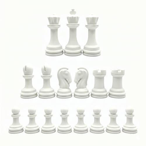 Staunton Chess Pieces Half Set, 17 White Pieces, 3.75" King | Made in USA - color: White