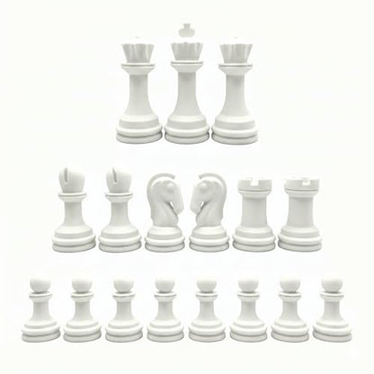 Staunton Chess Pieces Half Set, 17 White Pieces, 3.75" King | Made in USA - color: White