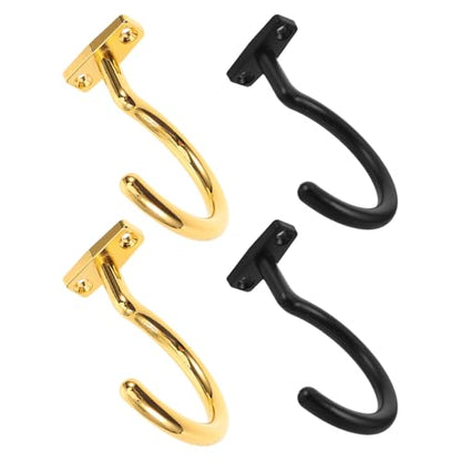 POPETPOP Wall Mounted Billiard Cue Holder Hooks 4pcs Metal Pool Stick Rack Clips for Pool Table Storage and Snooker Cue Organization in Gold and Black