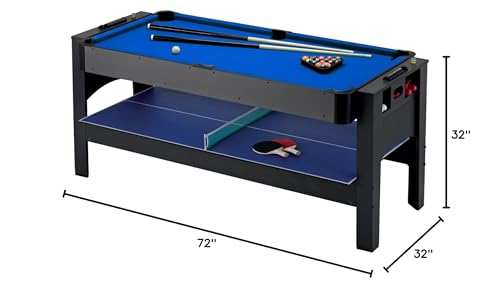 Fat Cat 3-in-1 6' Flip Multi-Game Table - color: Blue Cloth Playfield