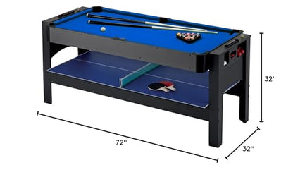 Fat Cat 3-in-1 6' Flip Multi-Game Table - color: Blue Cloth Playfield