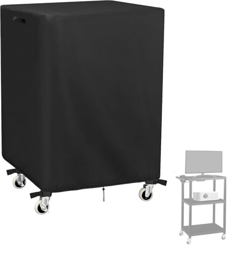 Kingling AV Cart Cover, Waterproof Rolling Media Cart Cover for Multi-Functional Media Carts/Metal Computer Presentation Stand with Wheels Heavy Duty Protection - 24"L x 18"W x 40"H (Black) - size: 24"L x 18"W x 40"H (63x48x102cm)