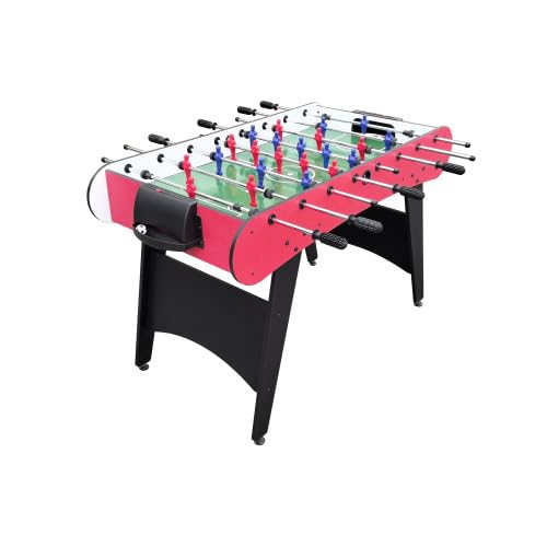 4ft Foosball Table Soccer Game Table Easy to Assemble with Wooden Steel Construction Indoor Sports Fun for Adults & Teens in Home&Apartments&Game Rooms - color: Red+wood