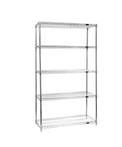 Quantum Storage Systems WR74-1248C Starter Kit Wire Shelves Chrome 4 Shelves 74" H x 48" W x 12" D - size: 74H x 48W x 12D
