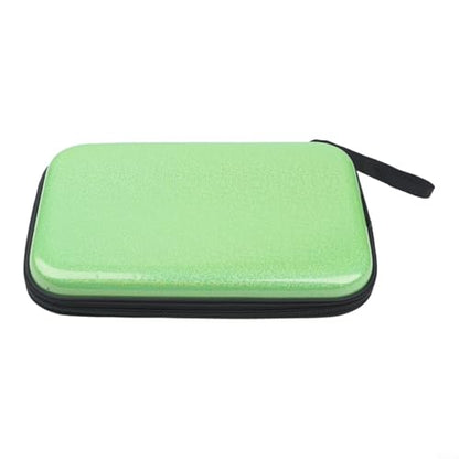 EVA Hard Shell Table Tennis Racket Bag, Waterproof Pong Paddle Case with Elastic Straps, Large Capacity Storage for 2 Rackets and Balls, Portable Carry Handle - size: green