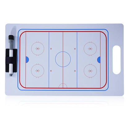 Joyeee Ice Hockey Coaching Board, Pro Full & Half Court Dry Double-Sided Erase Tactical Whiteboard with Marker and Pen Clip for Coaches, Player, Hockey Equipment Accessories, Perfect Coach Gifts - style: Hockey whiteboard