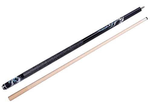 58 inch Hand-Painted Series 2-Piece Billiard Pool Cue Stick with Irish Linen Wrap - color: Black, size: 21oz