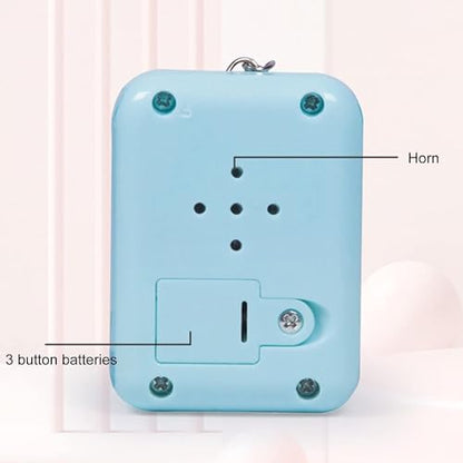 1PC Blue Micro Player Mini Arcade Machine with Keychain, 26 Classic Game Modes Support Music Mini Building Block Game Console for Plug and Play Video Games Automotive Trim Automobile Keychains