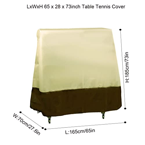 J&C Table Tennis Cover 420D Ping Pong Table Cover Black Full UV Protected Table Tennis Cover Outdoor Waterproof Heavy Duty Ping Pong Table Outdoor Waterproof - color: 210D-beige
