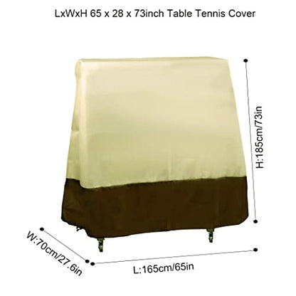J&C Table Tennis Cover 420D Ping Pong Table Cover Black Full UV Protected Table Tennis Cover Outdoor Waterproof Heavy Duty Ping Pong Table Outdoor Waterproof - color: 210D-beige