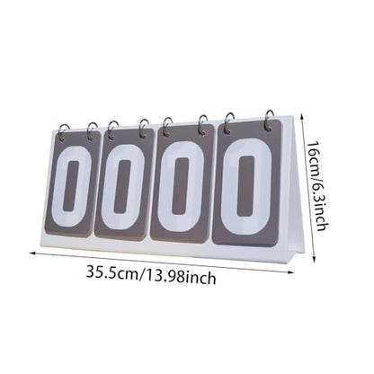 harayaa Sports Scoreboard Flip Number Score Board Lightweight Tabletop 4 Digit Scoring Counter PVC Construction Suitable for Basketball Football Table Tennis