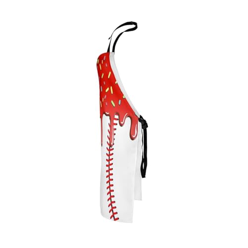 Castle Fairy Ice Cream Drip Baseball Kids Kitchen Apron - color: Red