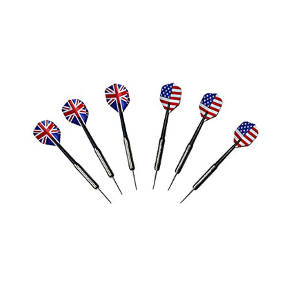 Hathaway Geneva Dartboard and Cabinet Set - Includes 18-in Dartboard, Steel-Tip Darts, Chalk Scoreboards - Perfect for Family Game Rooms, Basements, Home Bars, Wood Grain/Black/Gray