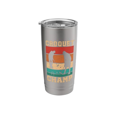 Croquet Champ Retro Funny Lawn Game Player Quote Stainless Steel Insulated Tumbler - color: Brushed Steel