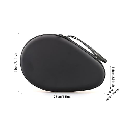 MiOYOOW Table Tennis Racket Case, Hard Shell Ping Pong Storage Bag Ping Pong Paddles Case with Zipper Can Hold 2 Short-Handled Rackets or 1 Long-Handled Racket - color: black