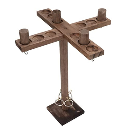 Table Top Hook and Game, Wooden Hooks Fast Paced Interactive Game for Party with Strings and Loops, for Backyard, Beach, Vacation