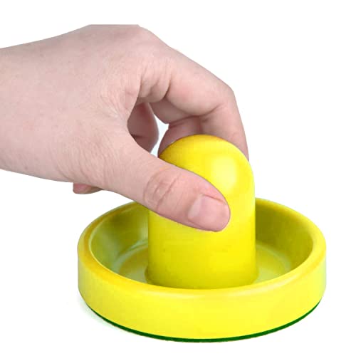Air Hockey Pushers and Pucks - Air Hockey Paddles and Goal Handles Replacement Accessories for Game Tables (4 Pushers, 8 Pucks) - color: Yellow&Purple