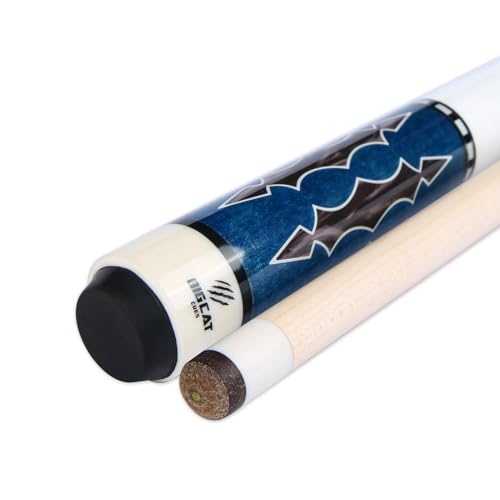 Big Cat Timeless Legacy Pool Cue Stick - Grade A Canadian Maple, 12.5mm Professional Leather Tip, 58” Length, Premium Billiard Cue for Adults – Home or Tournament Play - color: Blue White, size: 19 oz