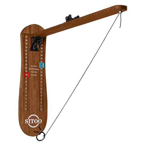 Ring Toss Game for Adults, Outdoors Games, Wall Mounted Hook and Ring Game with Foldable Arm - color: Walnut