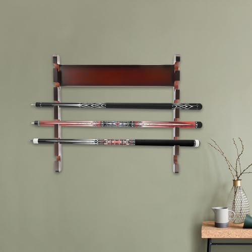 LYNICESHOP Wall-Mounted Billiard Cue Rack, 6-Cue Billiard Rack, Wooden Billiard Cue Stand, For storing pool cues, fishing rods, golf clubs (6-HOLE WALL-MOUNTED) - style: 6-HOLE WALL-MOUNTED