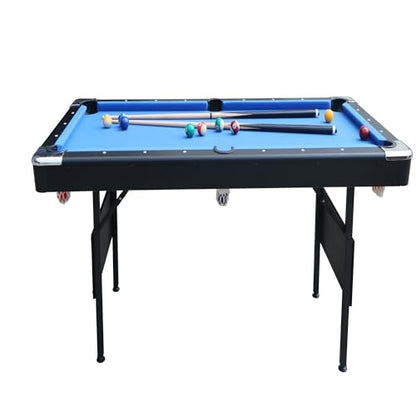 5.5 FT Billiards Table,Stable Pool Table,Portable Pool Billard Table Includes Full Set of Balls,2 Cue Sticks,Chalk,and Felt Brush,Foldable&Easy Assembly for Adult/Teenagers/Kids/F