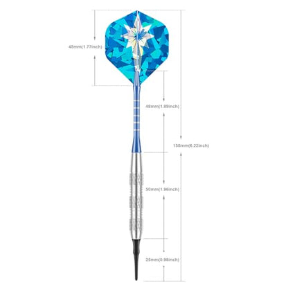 Soft Tip Darts Set 12 Pack 18 Grams Darts Soft Tip Set Professional Darts Bar Dart Plastic Tip Darts Set for Dartboard