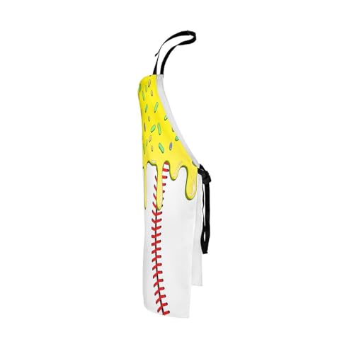 Castle Fairy Ice Cream Drip Baseball Kids Kitchen Apron - color: White Yellow