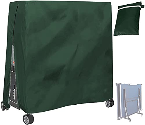 Table Tennis Table Cover 210D Waterproof Indoor Outdoor Patio Foldable Ping Pong Table Protector Dust Covers for Table Tennis Tables - color: Green