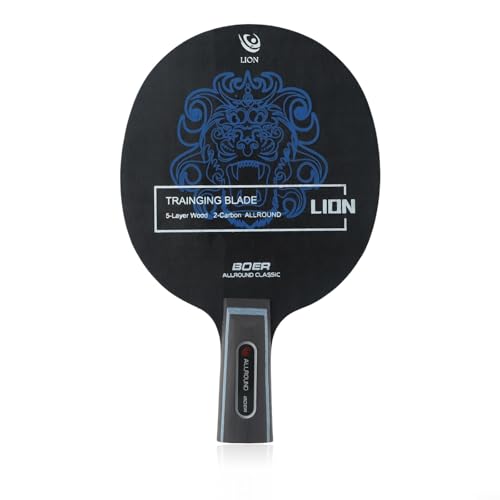 Table Tennis Paddle Blade 7-Ply Carbon Fiber And Arylate, Long Handle Horizontal Grip, Poplar Pine Paulownia Wood Construction(Short) - size: Short