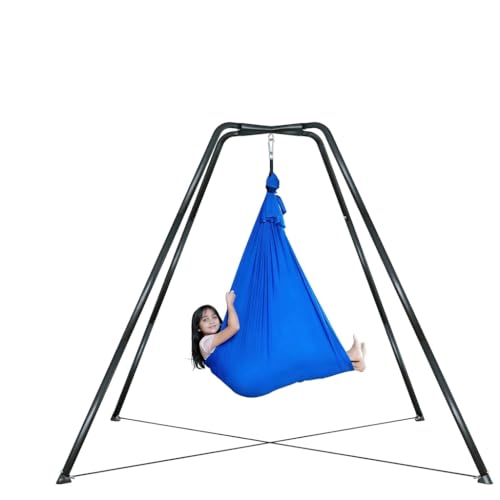 HOTJUMP Swing Stand for Kids, 600LBS Heavy Duty Metal Swing Frame for Backyard Indoor, Anti-Rust and All Weather Resistance, Saucer Swing NOT Included (Sensory Swing with Black Stand) - color: Sensory Swing With Black Stand