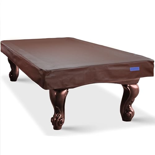 K-Musculo Heavy Duty Pool Table Cover, Waterproof Leatherette Billiard Table Cover with Soft Backing, Tear Resistant Fitted Protector for 6.5FT, 7FT, 7.5FT, 8FT, 8.5FT & 9FT Tables - color: Brown