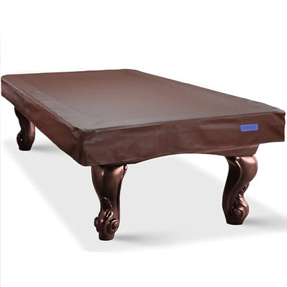 K-Musculo Heavy Duty Pool Table Cover, Waterproof Leatherette Billiard Table Cover with Soft Backing, Tear Resistant Fitted Protector for 6.5FT, 7FT, 7.5FT, 8FT, 8.5FT & 9FT Tables - color: Brown