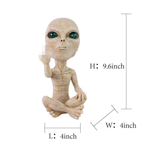 Solar Light Alien Statues Sculpture，Funny UFO Extraterrestrial Figurine for Home Garden Yard Art Outdoor Decoration.