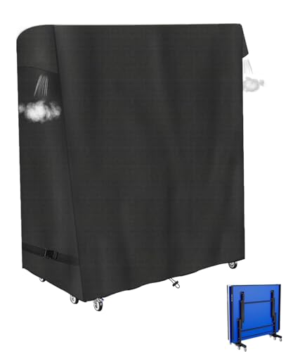 Ping Pong Table Cover,600D Oxford Fabric Covers for Outdoor Table Tennis and Folding Tables-All-Weather Protection Waterproof UV & Dustproof , Black, 65 x 27.5 x 72.8 in