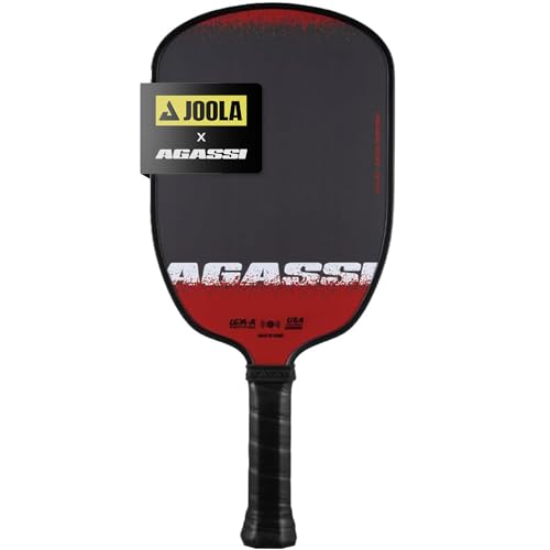 JOOLA Agassi Edge 16mm Pickleball Paddle - Carbon Fiber Pickleball Racket Surface Increases Spin & Control - Agassi Shape with Extended Sweet Spot - UPA-A Certified - USAP Approved - NFC Chip Enabled - color: Single | 16mm Carbon | Agassi Edge