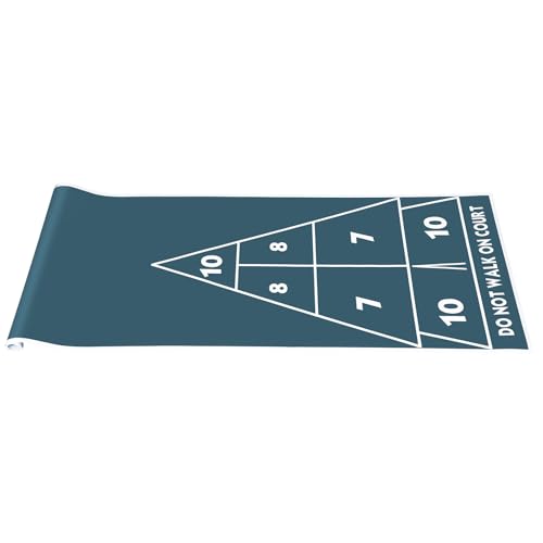 Silipull 1 Pack Shuffleboard Tabletop Game Board 30 x 180 Inch Shuffleboard Court PVC Family Board Curling Game Equipment Blue for Home Indoor Outdoor