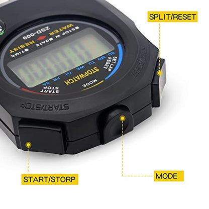 Multi-Function Electronic Digital Sport Stopwatch Timer, Large Display with Date Time and Alarm Function,Suitable for Sports Coaches Fitness Coaches and Referees (15pack) - style: 15pack