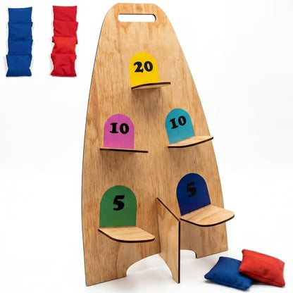 Vertical Cornhole Board Set with 8pcs Bean Bags, Wood Foldable Cornhole Games for Kids Adults Teens, Outside Toys for Kids 8-12, Carnival & Yard Games
