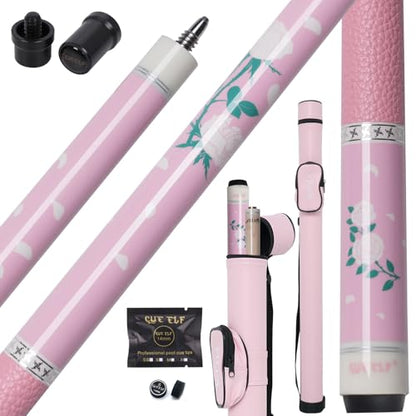 CUEELF Pink Pool Cue Stick 58inches Canadian Maple Billiard Cue Sticks Professional Pool Stick Gifts for Women and Ladies - color: Pink, size: 21 oz