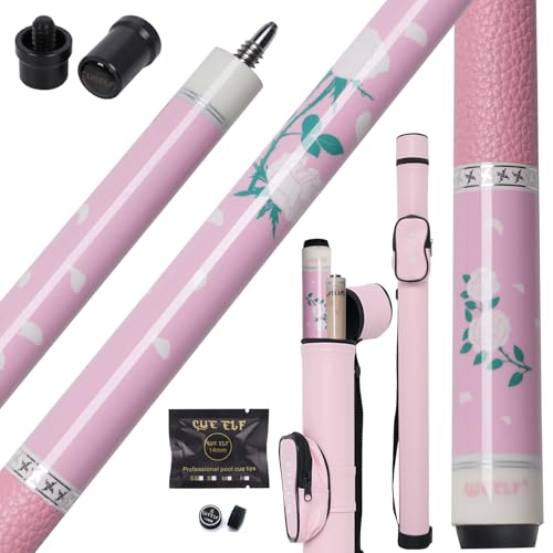 CUEELF Pink Pool Cue Stick 58inches Canadian Maple Billiard Cue Sticks Professional Pool Stick Gifts for Women and Ladies - color: Pink, size: 20 oz
