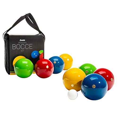 Franklin Sports Bocce Ball Set — 8 Wooden Bocce Balls and 1 Pallino — Beach, Backyard Lawn or Outdoor Party Game - Made in Italy