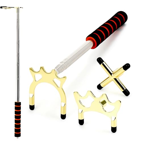 Pumtus Retractable Pool Cue Bridge, Billiards Cue Rest with 3 Pieces Removable Alloy Bridge Head, Snooker Pool Cue Bridge Stick, Billiards Table Accessories for Pool Table, Game, Competition