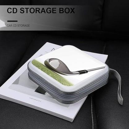 Golf Club CD Case 40 Capacity DVD Case with Zipper Disc Storage Organizer Portable CD Holder Storage Hard Plastic DVD Wallet Holder Organizer for Home Car Travel