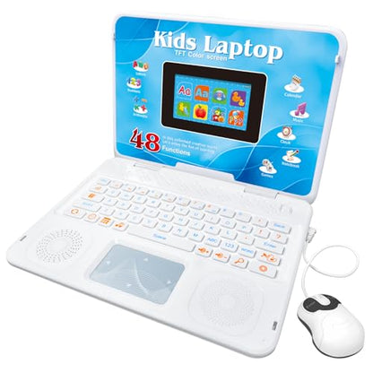 Kids Laptop, Color Screen Educational Laptop with 48 Learning Modes, Laptop for Kids Ages 5+ - style: WHITE